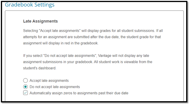 Screenshot of how to Automatically Assign Zeros for Incomplete Assignments