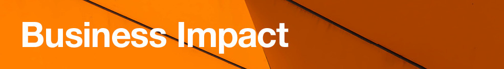Business Impact header image. White text on orange background