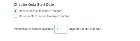 Screenshot showing Chapter Quiz Start Date in Individual Assignment Settings