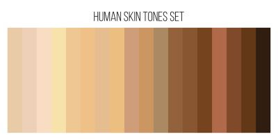 Image showing the different tones human skin has from lightest tones on the left to darkest tones on the right
