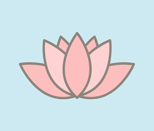 Pink lotus flower on a blue background.