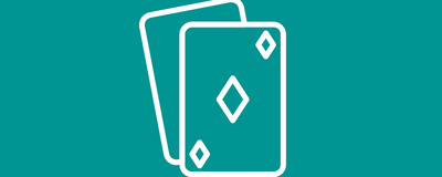 Green background with a white outline of some playing cards.