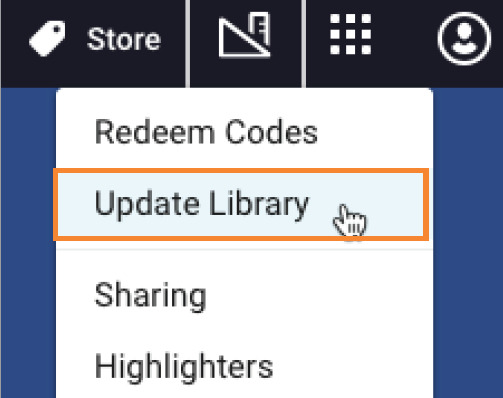 Update library menu option